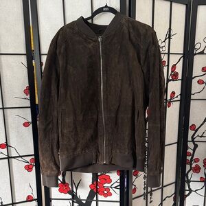 Blank NYC Dark Chocolate Brown SUEDE Bomber Jacket NWT